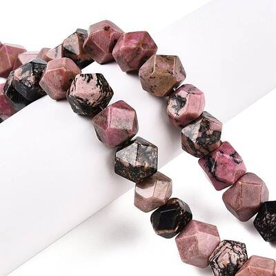 Natural Rhodonite Star Cut Round Beads Strands