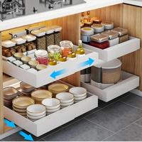 1pc Heavy-Duty Metal Pull-Out Cabinet Organizer – Expandable Slide-Out Shelf with Varnished Finish and Nano Adhesive Layer ...