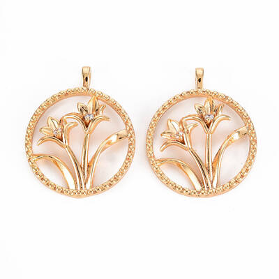 Brass Micro Pave Clear Cubic Zirconia Pendants