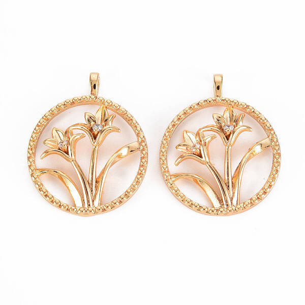 Brass Micro Pave Clear Cubic Zirconia Pendants
