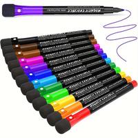 Magnetic Dry Erase Marker Pen, 8/12pcs Fine Tip Magnetic Dry Erase Marker Pen with Eraser Cap, Whiteboard Marker for Office S...