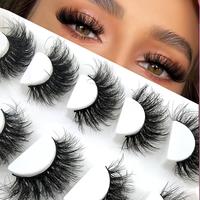 Cat Eye Cosmetic False Eyelashes for Lash Extensions, 5 Pairs Natural Look Eyelash Extensions, Fluffy Thick Faux Eyelashes, E...