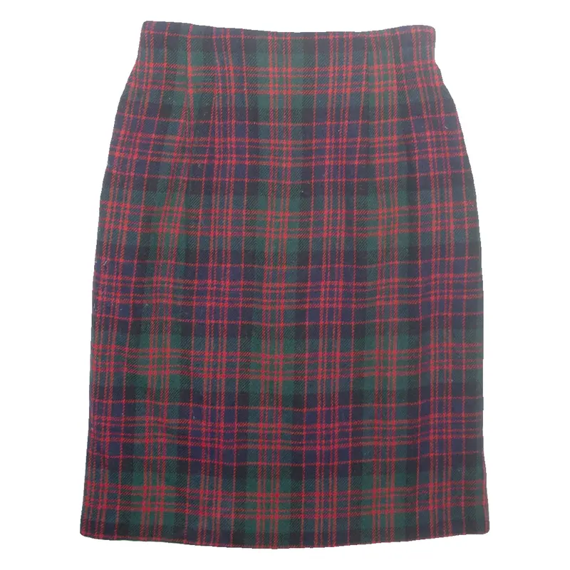 NORTON MCNAUGHTON Womens Pencil Skirt Green Midi Wool Check UK 10