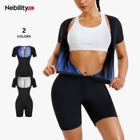 Nebility Simple Women's Sauna Sports Jumpsuit Wear, Tight Short Sleeve Women's Comfortable Yoga Wear Fitness Jumpsuit