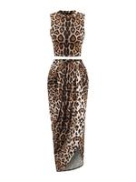 Two-piece Set Women's Leopard Print Crop Tank Top & Skirt, Casual Fashion Cozy Set for Daily Outdoor Wear, Women Clothes for ...