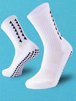 Sporty Men's Triangle Print Grippers Athletic Socks, Sports Non-slip Soccer Crew Socks, Football Basketball Sports Socks for ...
