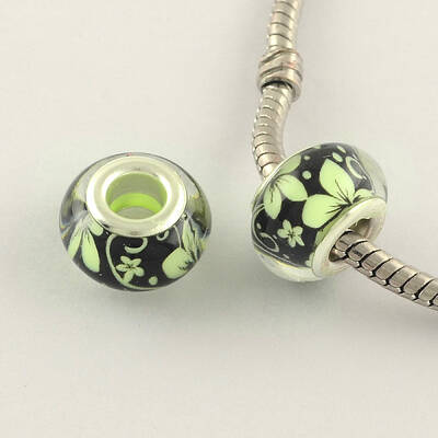 Large Hole Flower Pattern Resin European Beads