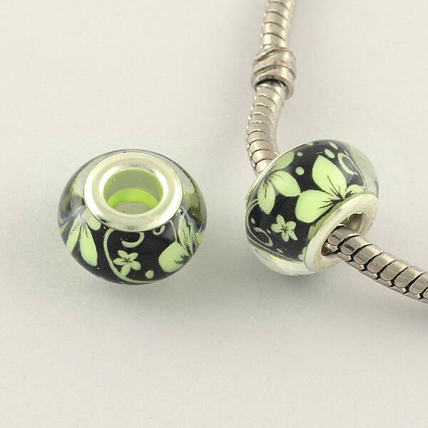 Large Hole Flower Pattern Resin European Beads