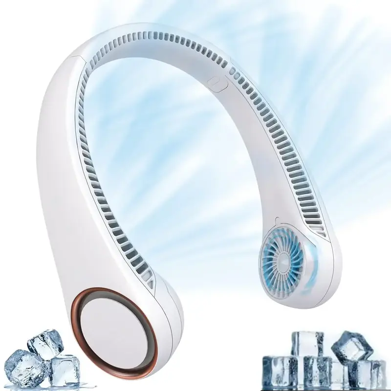 PQRQP Neck Fan Portable Personal Neck Cooling Rechargeable Bladeless Fan,  Hands Free 3 Speed 4000 mAh Battery USB Operated W...