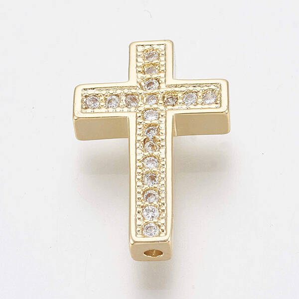 Brass Micro Pave Cubic Zirconia Beads