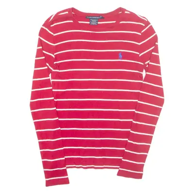 POLO SPORT RALPH LAUREN Womens Patterned Jumper Red Striped Tight Knit S