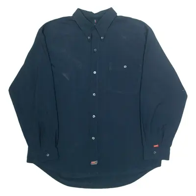KICKERS Mens Plain Shirt Blue Long Sleeve L