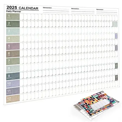 2025 Wall Calendar, 1 Count 365 Days Creative Calendar Daily Organizer Planner with Sticker & Tape, Wall Hanging Calendar fo...