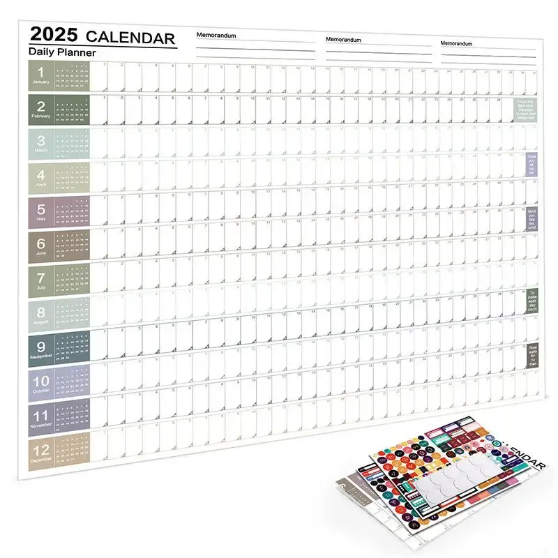 2025 Wall Calendar, 1 Count 365 Days Creative Calendar Daily Organizer Planner with Sticker & Tape, Wall Hanging Calendar fo...