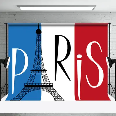 France Flag Paris Eiffel Tower Backdrop For Party