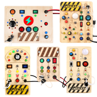 Joyreal Busy Board, Montessori Toys, Wooden Busy Board with LED Light Up Switch,  Learning Sensory Travel Play Toys, Gifts Id...