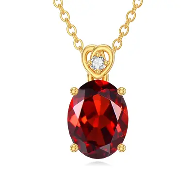 14K Gold Lab Created Diamond Personalized Birthstone Pendant Necklace