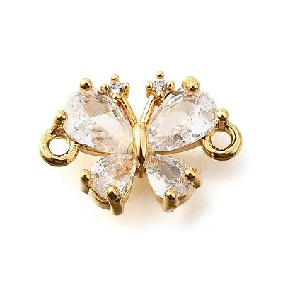 Brass Clear Cubic Zirconia Connector Charms