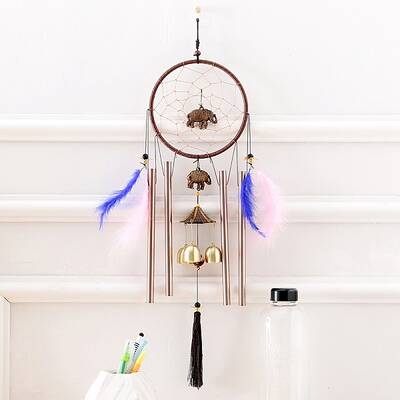 Woven Net/Web with Feather & Tube Wall Hanging Decoration