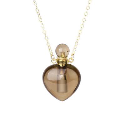 Natural Smoky Quartz Perfume Bottle Pendant Necklace