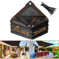 90% Black Shade Cloth 20x20 FT Sunblock Garden Mesh Tarp with Reinforced Grommets for Greenhouse Patio Backyard Plants Pergol...