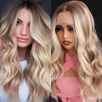 A51 by AISOM Warm Blonde Highlights 13*4 Free Part Lace Front Synthetic Wig For Women Heat Friendly Natural Looking Low Densi...