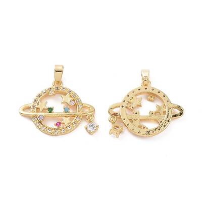 Brass Micro Pave Colorful Cubic Zirconia Pendants