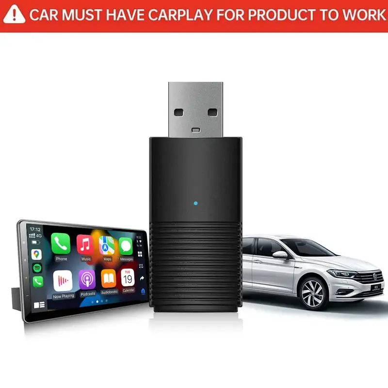 Small Wireless Car Play Dongle,Converts Wired to Wireless for Factory Wired CarPlay Cars from 2016, Plug & Play, Online Updat...