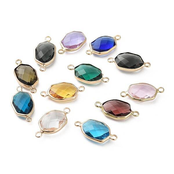 Brass Pave K9 Glass Connector Charms