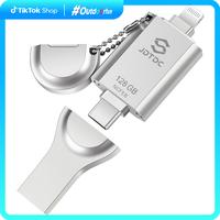 JSL JDTDC Apple MFi Certified Flash Drive, One-Click Backup for Photos Videos and Files, 3-in-1 usb flash drive, Compatible w...