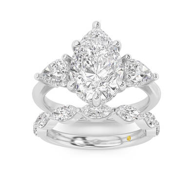 Celestia Lab Grown Pear Shaped Diamond Engagement Ring with The Elara Wedding Band | 18K White Gold 2 5/8 ct. tw.