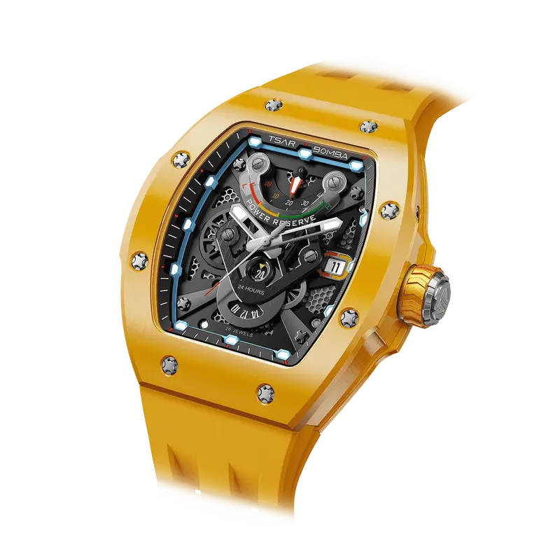 Tsar Bomba Men's Ceramic Automatic Watch | Yellow | 45mm | Sapphire Crystal | Miyota Movement | 5 ATM Water-Resistant | Luxur...