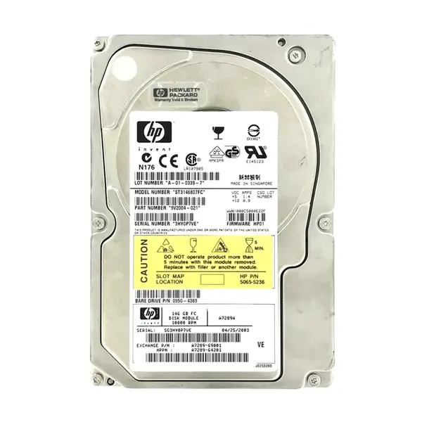 A7289A HP 146GB 2Gb/s Fibre Channel 10000 3.5-inch 8MB Hard Drive