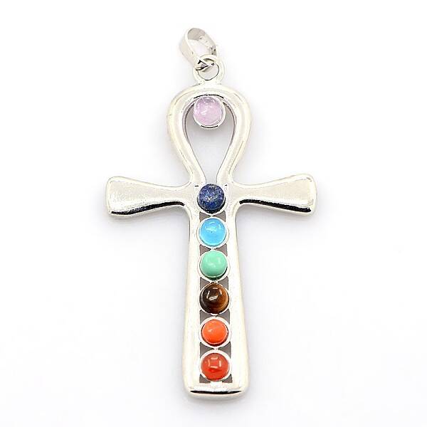 Vintage Chakra Jewelry Brass Gemstone Pendants