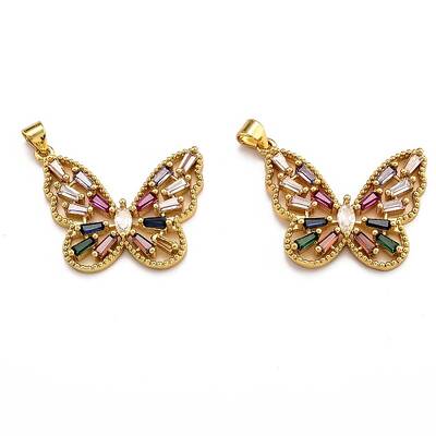 Brass Micro Pave Clear Cubic Zirconia Pendants
