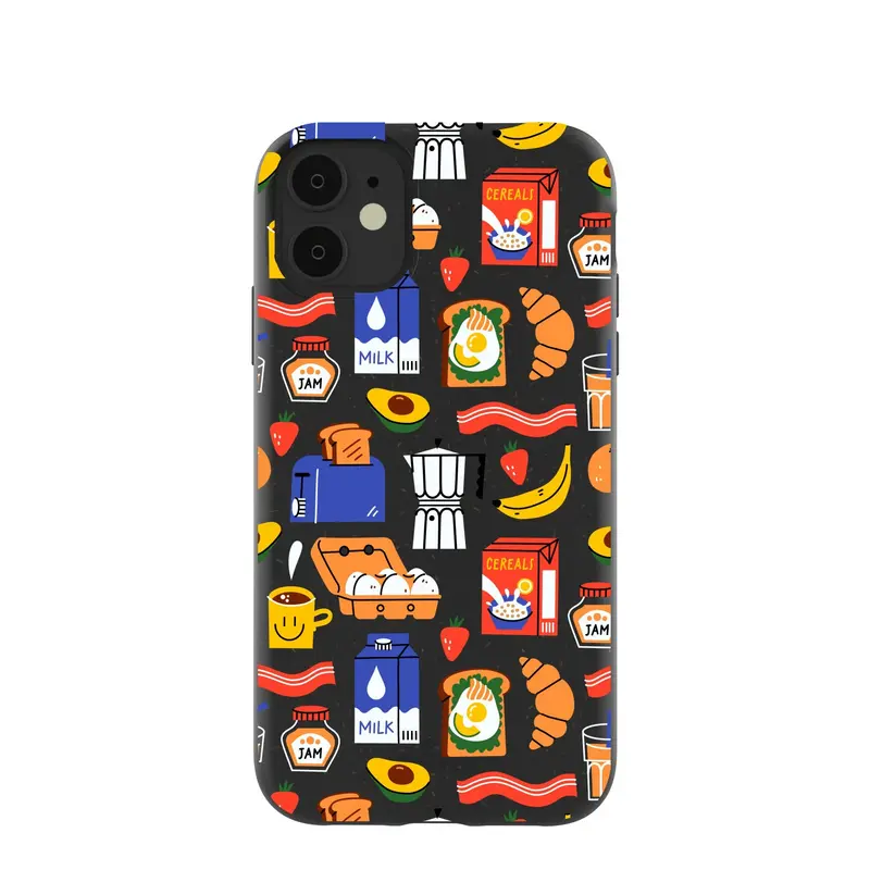 Black Breakfast Time iPhone 11 Case