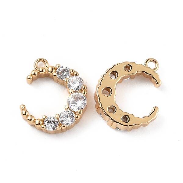 Brass Micro Pave Clear Cubic Zirconia Charms