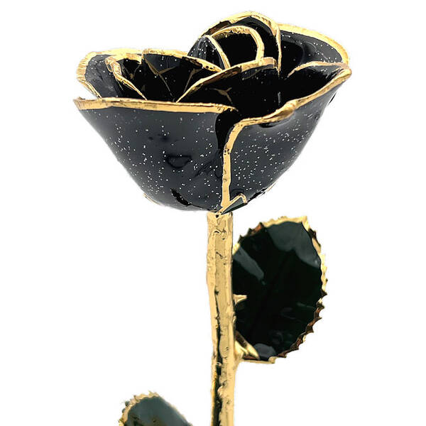 11 24k Gold Trimmed Starry Night Sparkle Rose