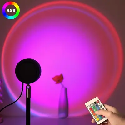 USB Powered Sunset Projector LED Lights for Bedroom, RGB Color Changing Projector Lamp with Remote Control, Decorative Ambien...