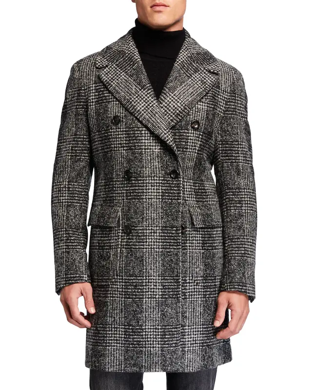 Mens Overcoat -Mens Long Wool Topcoats- Topcoat For Men-Mens Double breasted Overcoat - Gray Double breasted Coat