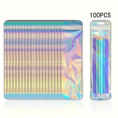 100 Bags Holographic Packing Bags Resealable Foil Ziplock Pouch Bag Multiple Size Colors Ships from California Organiser Plas...