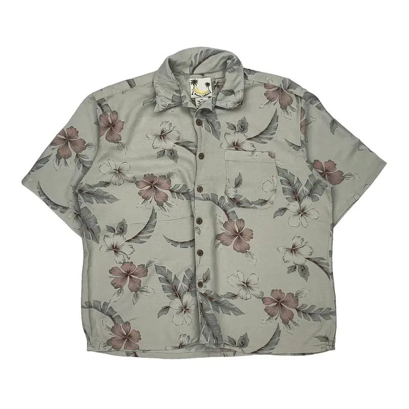 Banana Cabana Hawaiian Shirt - 2XL Beige Silk