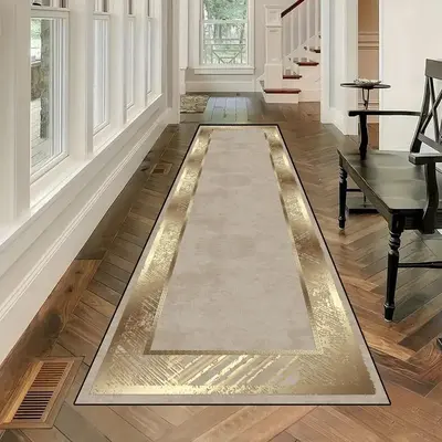 Geometric Pattern Long Hallway Rug, 1 Count Minimalist Soft and Comfortable Decorative Rug, Stain Resistant Floor Mat for Hom...