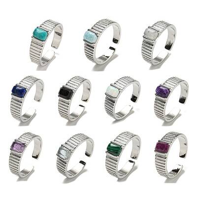 Natural Gemstone Adjustable Rings