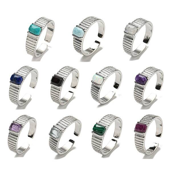 Natural Gemstone Adjustable Rings