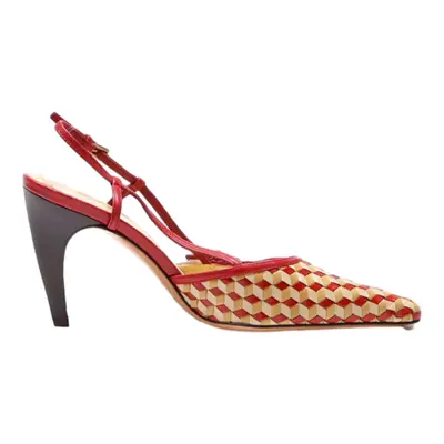 PRADA Strappy Heels Red Leather Womens UK 3.5