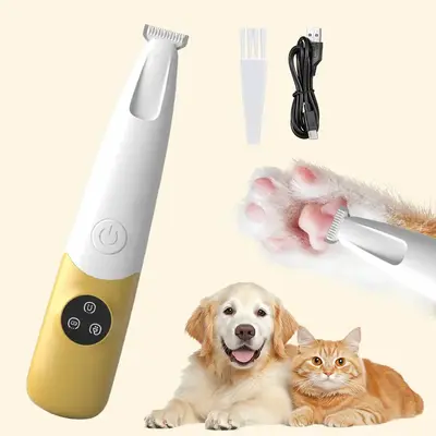 LINKEVAP Rechargeable Pet Hair Trimmer Kit, Pet Paw Trimmer, Cordless Quiet Dog Trimmer for Grooming with LED Light, Small Do...