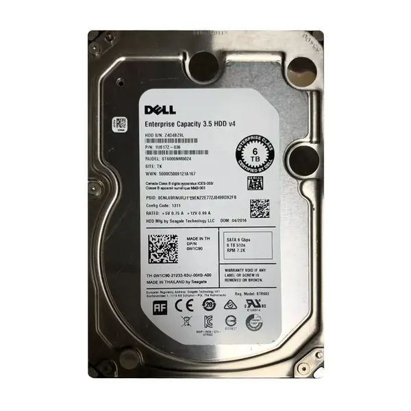 0W1C90 Dell 6TB 6Gb/s SATA 7200 3.5-Inch Hard Drive