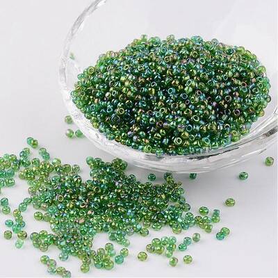 Round Transparent Colors Rainbow Glass Seed Beads