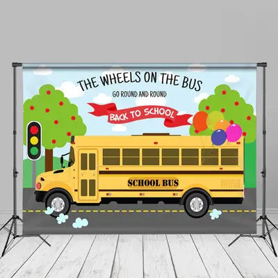 The Wheels On The Bus Road Back To School Backdrop - Aperturee